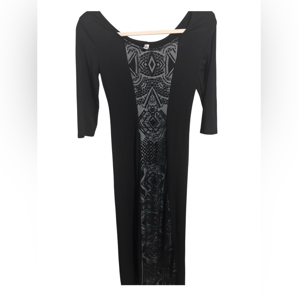 Xhilaration Black Long Sleeve Dress with Geometric Pattern